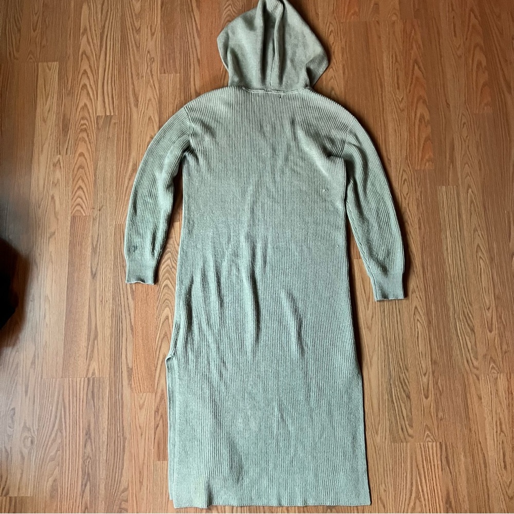 Free People Beach Grey Green Claudia Beach Hooded Sweater Midi Dress Sz Small - Picture 5 of 6